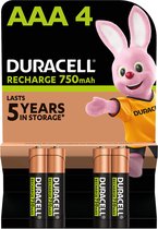 Duracell Oplaadbare AAA-batterijen (4 stuks), 1000 laadbeurten, vooraf opgeladen, voor een lange levensduur