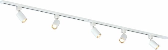 Foqus - 1-Mono Fase Railverlichting - GU10 Fitting – 200cm – I-vorm - 5 spots - Railsysteem– Wit