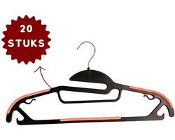 Longway-Kledinghangers- Kleerhangers -20 Stuks- Kledinghangers anti slip - Kledinghangers- Zwart-Oranje- Clothes Hanger- 20 pcs - Broekhanger -20 Stuks