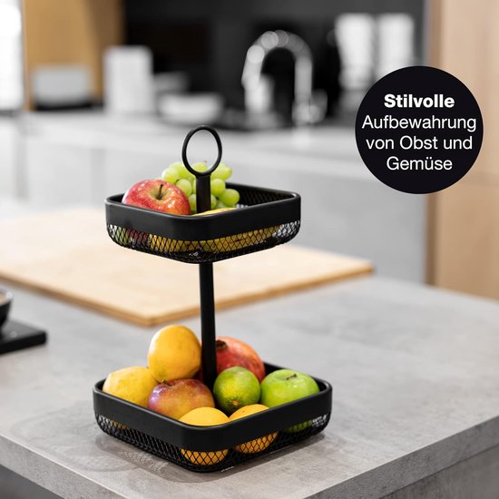 2 verdiepingen fruitetagère - fruitschaal metaal voor werkblad keuken