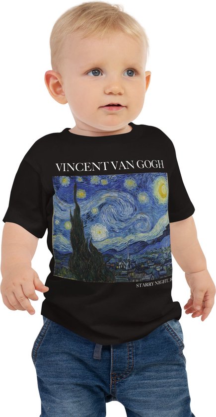 Vincent van Gogh 'Sterrennacht' ("Starry Night") Beroemde Schilderij Baby Kleding Meisjes | 100% Katoen | Kunst Baby Kleding Jongens | 18-24m