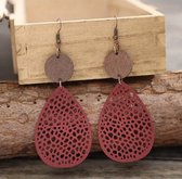 Jomide Oorhangers Bohemian Hout - Rood