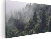 Artaza Canvas Schilderij Bos Bedekt met Mist - 120x60 - Groot - Foto Op Canvas - Canvas Print