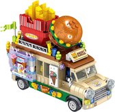 Ainy - Nanoblocks Hamburgertruck | City & Friends Adventure | Classic Creator STEM speelgoed bouwpakket | Kermis & Pretpark Auto Foodtruck modelbouw voor volwassenen | 638 bouwstenen (niet compatibel met Lego of Mould King)