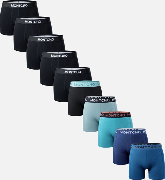 MONTCHO - Dazzle Series - Boxershort Heren - Onderbroeken heren - Boxershorts - Heren ondergoed - 10 Pack - Premium Mix Boxershorts - Oceanic Overtones - Heren - Maat XL