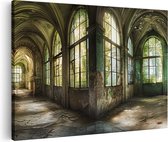 Artaza Canvas Schilderij Verlaten Kamer met Ramen - 90x60 - Wanddecoratie - Foto Op Canvas - Canvas Print