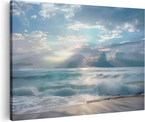 Artaza Canvas Schilderij De Zon schijnt over de Oceaan - Foto Op Canvas - Canvas Print