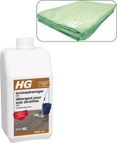 HG Laminaat reiniger glans (Product 73 / P73) 1 liter + 4 Famiflora dweildoeken - Microvezeldoek 80 x 60 cm - 300gr/m²