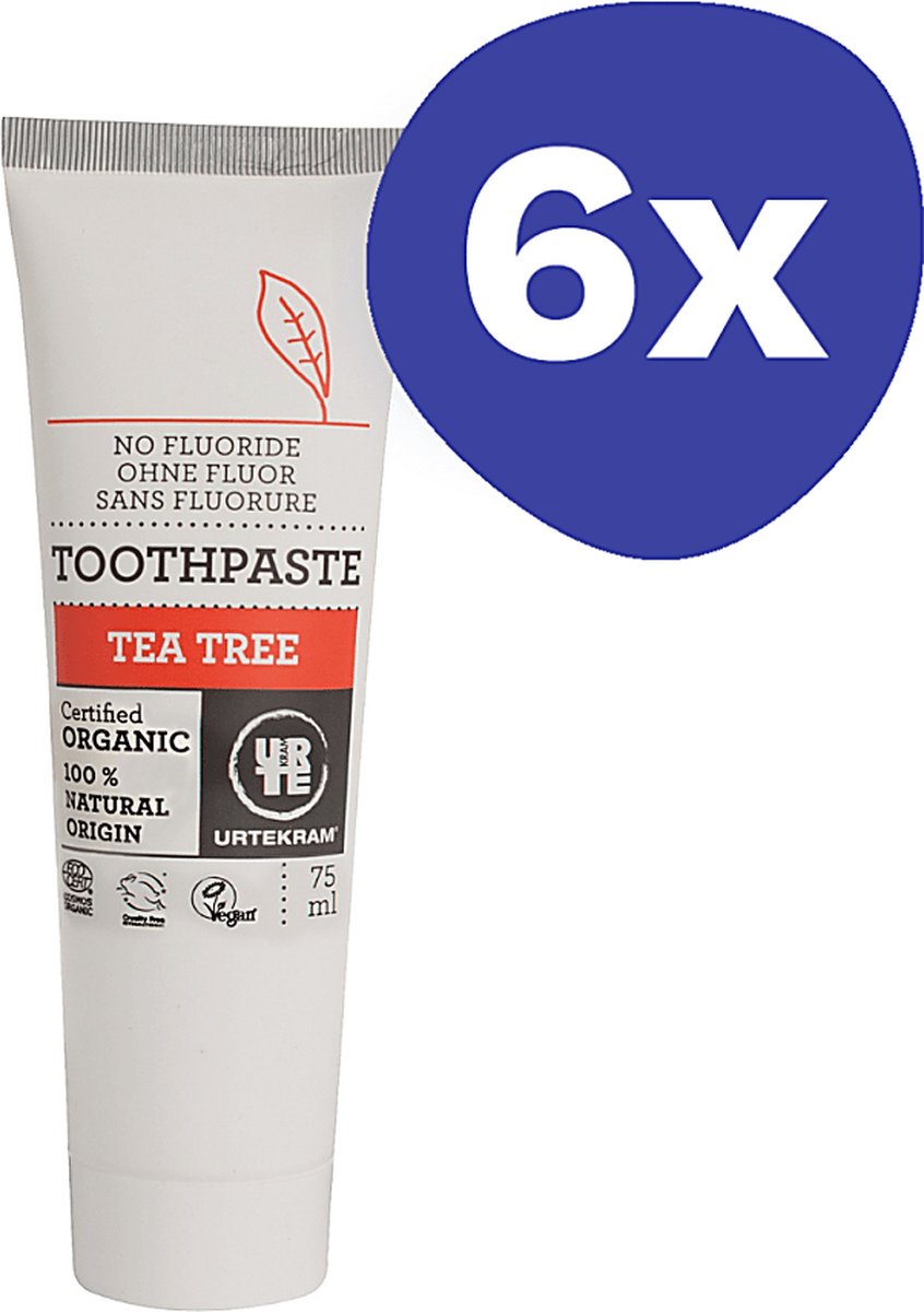 Goedkoopste Urtekram Tea Tree Tandpasta (extra desinfecterend) (6x 75ml