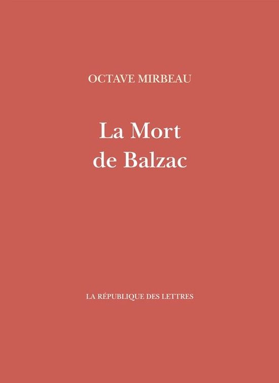 Mirbeau - La Mort de Balzac - cover