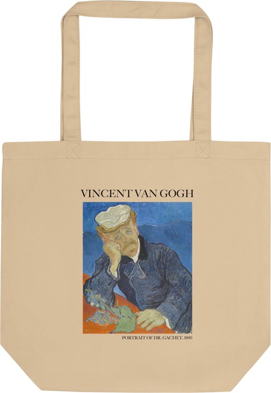 Vincent van Gogh 'Portret van Dr. Gachet' ("Portrait of Dr. Gachet") Beroemde Schilderij Tote Bag | 100% Katoenen Tas | Kunst Tote Bag | Naturel