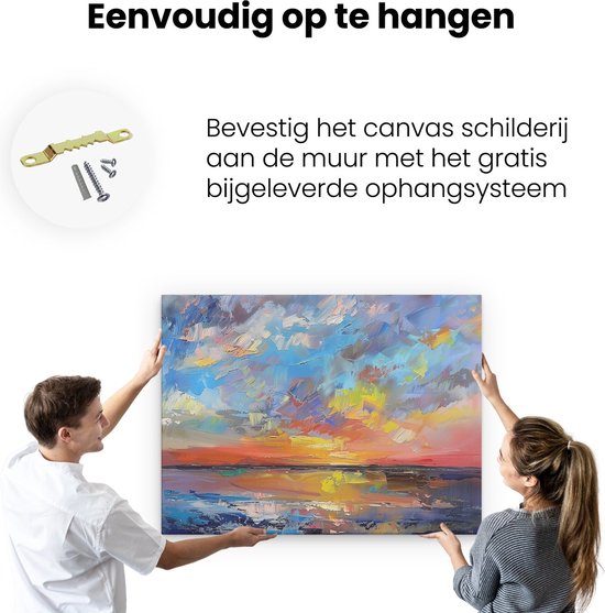 Artaza Peinture sur toile oeuvre abstraite d'un coucher de soleil - 120x90 - Décoration murale - Photo sur toile - Impression sur toile