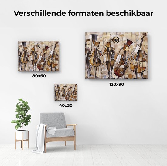 Artaza Canvas Schilderij Groep Muzikanten - 40x30 cm - Klein - Wanddecoratie Woonkamer - Schilderijen - Muurdecoratie