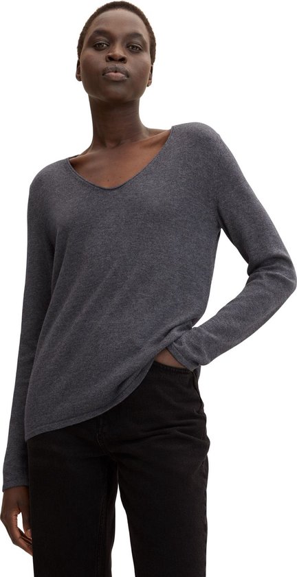 TOM TAILOR sweater basic v-neck Dames Trui - Maat L