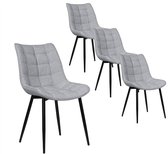 Rootz Set van 4 eetkamerstoelen - Moderne keukenstoelen - Stijlvolle zitting - Duurzaam metalen frame - Ergonomisch comfort - Vloerbescherming - 46 x 40,5 cm zitmaat