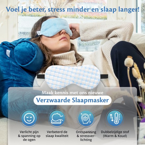 Slaapmasker Verzwaard - Vrouwen & Mannen - Verstelbaar Oogmasker met Velvet Stof - Slaap Dieper met Ella Masker