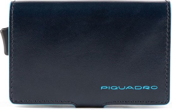 Piquadro Blue Square Credit Card Holder Case Dark Blue