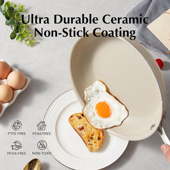 Redchef Keramische Pan 20 Cm - Inductie - Antiaanbaklaag - PTFE/PFOA/PFAS-vrij - Ovenvast