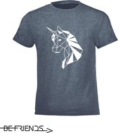 Be Friends T-Shirt - Unicorn - Kinderen - Denim - Maat 6 jaar
