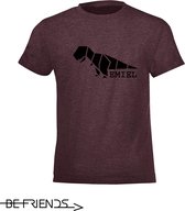 Be Friends T-Shirt - Dino - Kinderen - Bordeaux - Maat 2 jaar