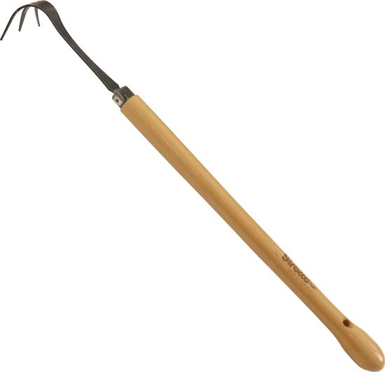 Sirocco, Cultivateur 3 dents forgé à la main, avec manche bouton en bois de hêtre (48 cm)