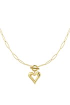luxe ketting met groot hart - necklace with heart - stainless steel - nikkelfree - waterproof - moeder cadeau - kerst kado tip - gift - present