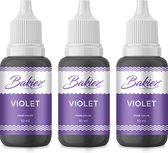 Bakiez® Voedingskleurstof Violet - Kleurstof bakken - Kleurstof voor taart - Kleurstof voeding - 3 x 10 ml - paars