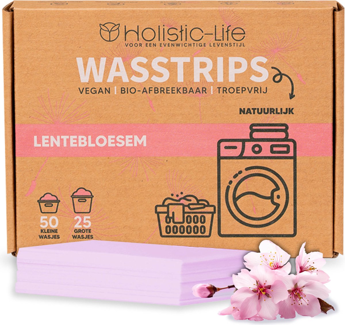 Natuurlijke Wasmiddeldoekjes - Lentebloesem Wasstrips 50 Wasbeurten Incl. Wasverzachter – Wasmiddel Wasdoekjes – Vegan – Zero Waste