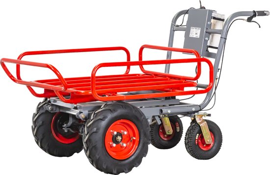 Elektrische platformwagen 4 wielen met uitschuifbaar afneembaar frame incl. PP bak 300l 300kg - batterij 40V / 6Ah Torros EP300P van Torros — afbeelding 2