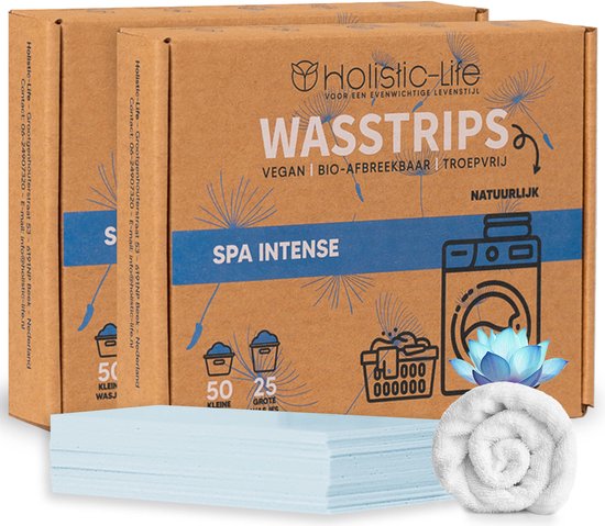 Natuurlijke Wasmiddeldoekjes - Spa Intense Wasstrips 100 Wasbeurten Incl. Wasverzachter – Wasmiddel Wasdoekjes – Vegan – Zero Waste