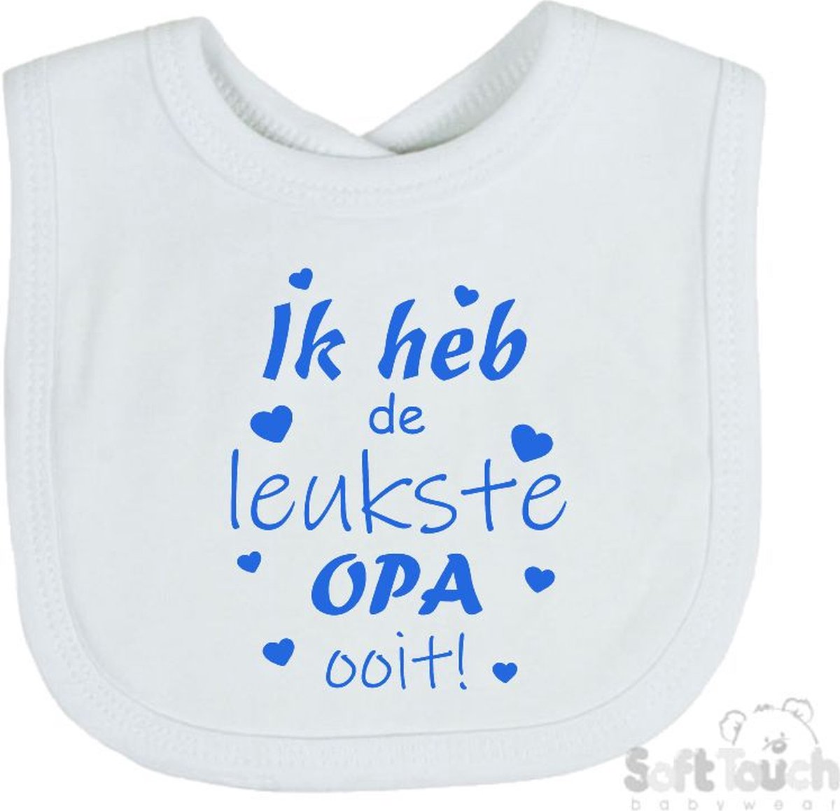 Goedkoopste Soft Touch Slabber Slabbetje Slab Ik heb de leukste OPA ooit! Vaderdag Unisex Katoen Wit/blauw Maat 33x22 Cm