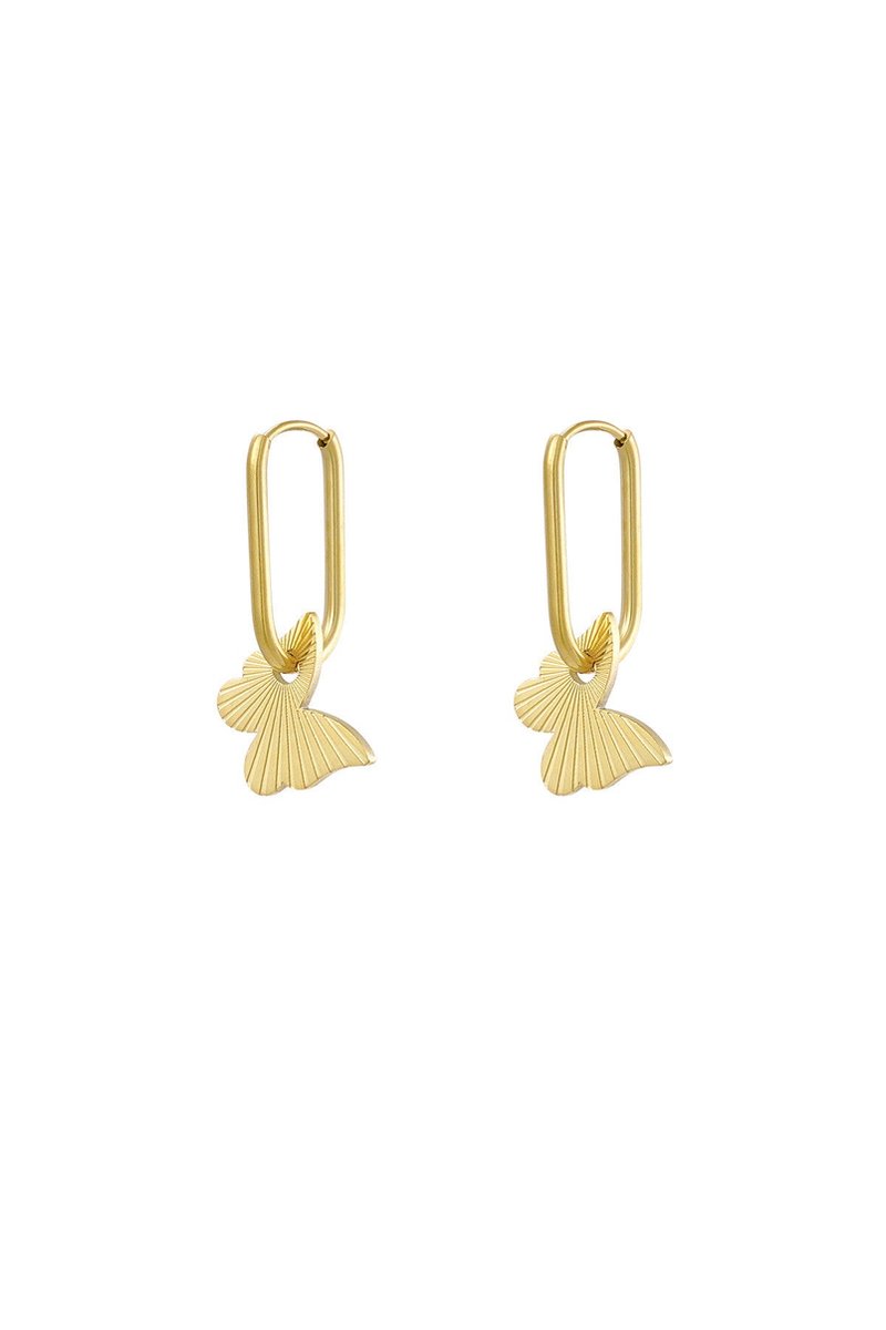 oorbellen met bedel vlinder - earrings with bed butterfly - stainless steel - moeder cadeau - kado tip - gift - present