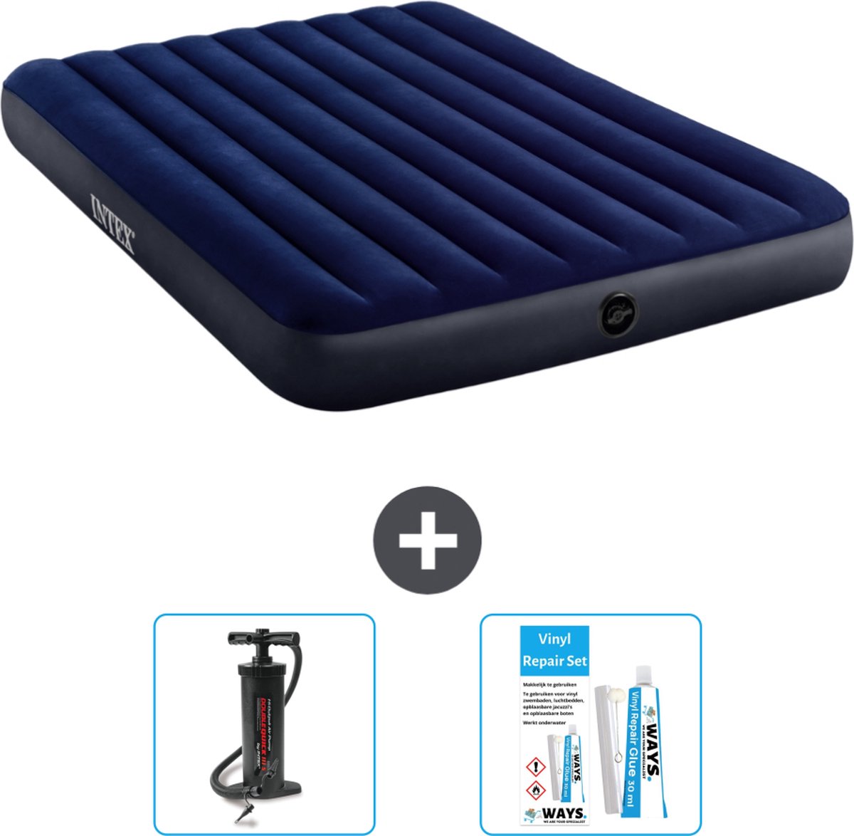Intex Luchtbed - 2-Persoons - 152 x 203 x 25 cm cm - Blauw - Inclusief Accessoires CB13