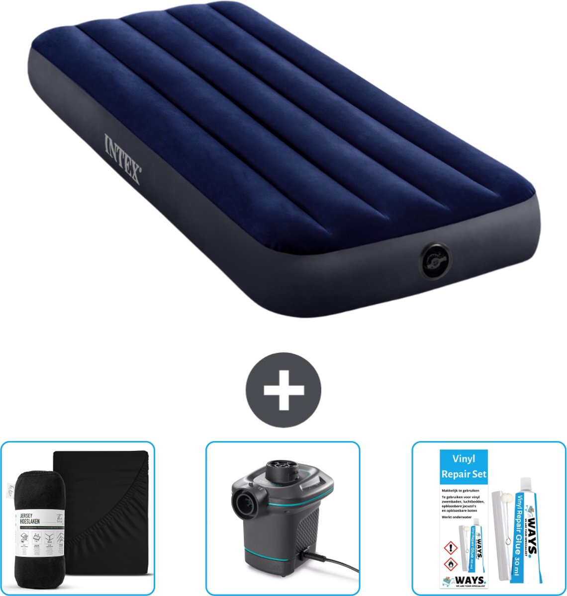 Intex Luchtbed - 1-Persoons - 76 x 191 x 25 cm - Blauw - Inclusief Accessoires CB8