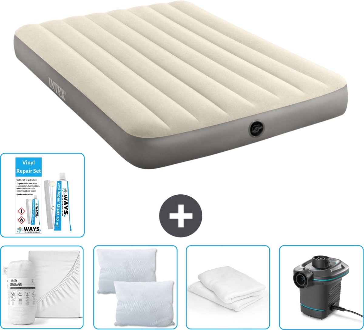 Intex Luchtbed - Twijfelaar - 137 x 191 x 25 cm - Beige - Inclusief Accessoires CB2