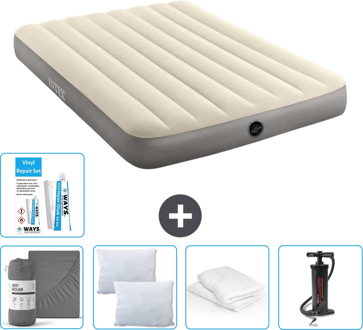 Intex Luchtbed - Twijfelaar - 137 x 191 x 25 cm - Beige - Inclusief Accessoires CB9