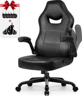Ergonomische Bureaustoel-Bureaustoel-met 90°-135°Rugleuning Bureaustoelen voor Volwassenen-Inklapbare Armleuningen-Office Chair-Gaming Stoel-150kg-Zwart