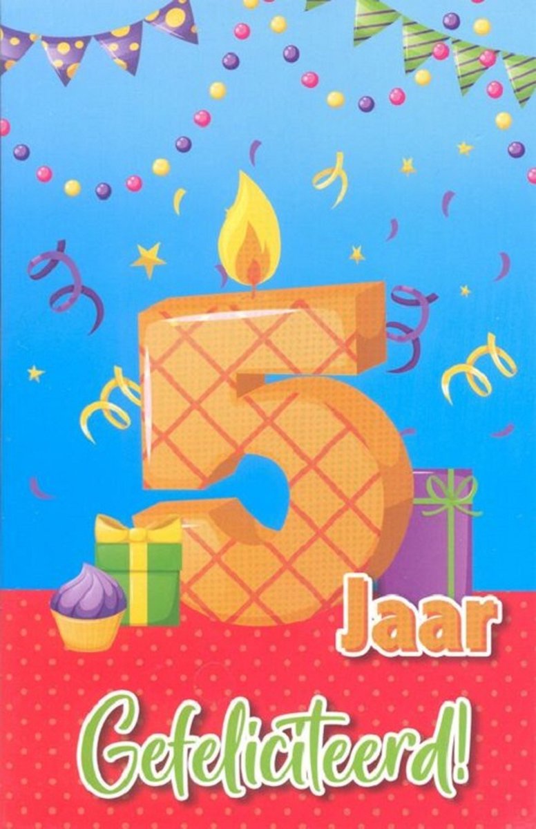 Wenskaart 5 Jaar Gefeliciteerd - Gratis verzonden