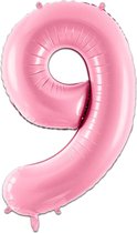 LUQ - Cijfer Ballonnen - Cijfer Ballon 9 Jaar Roze XL Groot - Helium Verjaardag Versiering Feestversiering Folieballon