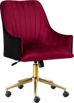 Merax Luxe Bureaustoel - Verstelbare Stoel - Velvet Draaibaar Kantoorstoel met Wielen - Rood
