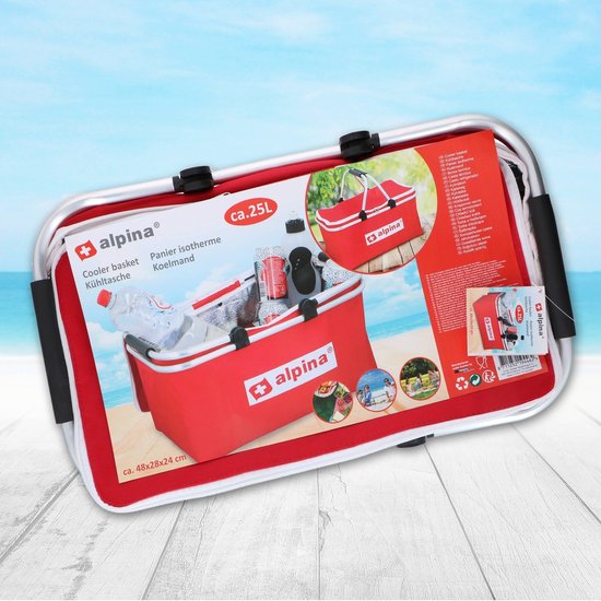 alpina Koeltas met Handvat - ca 25 Liter - Afsluitbaar met rits - Rood van Alpina — afbeelding 4