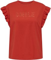 Only T-shirt Onlpernille S/s Frill Top Box Jrs 15320637 Red Alert Dames Maat - S