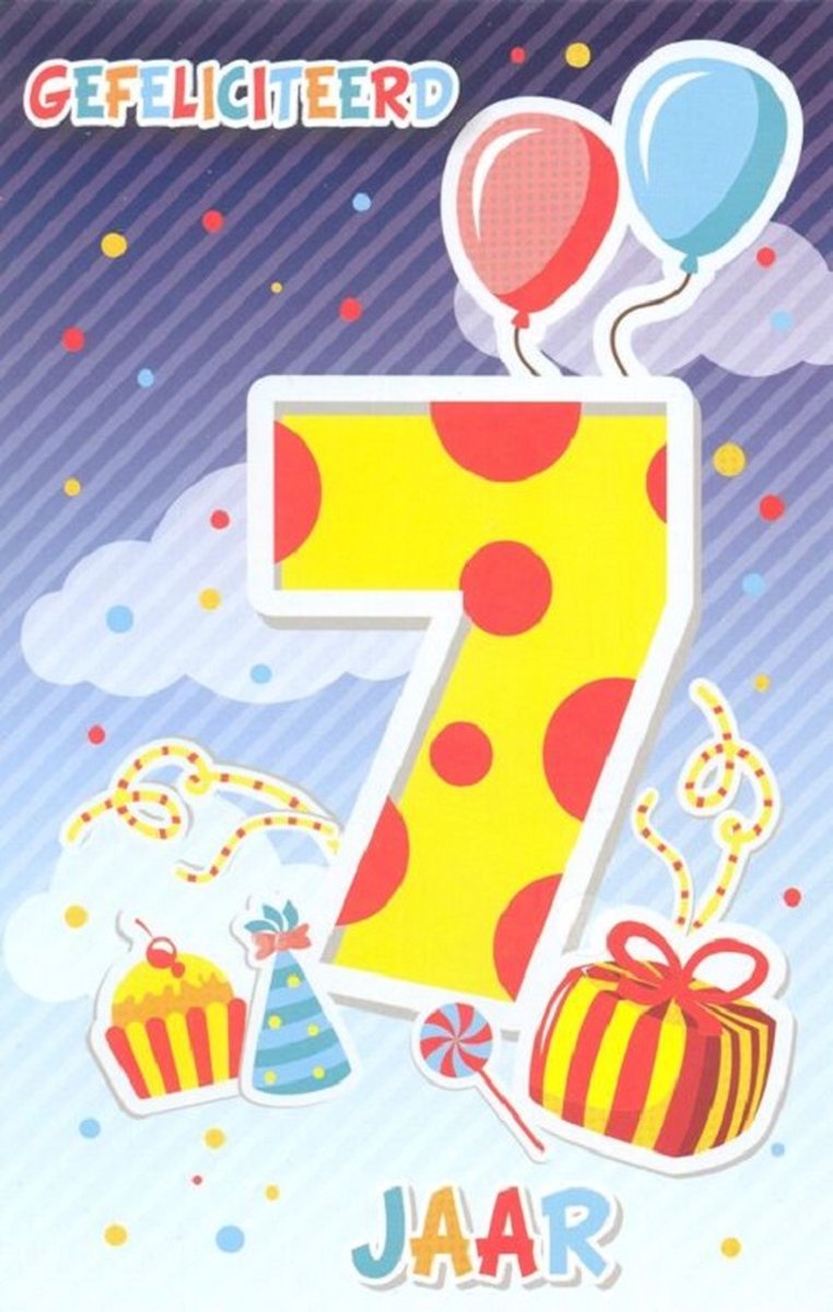 Wenskaart Gefeliciteerd 7 Jaar - Gratis verzonden