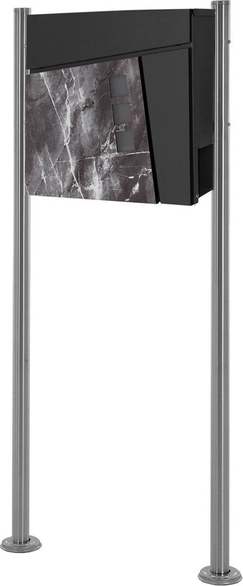 STILISTA freestanding letterbox with newspaper compartment, choice of colours and models, black Berlin