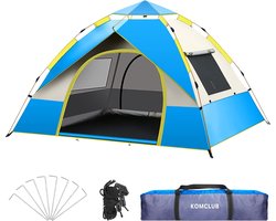 Campingtent Automatische lichtgewicht tent voor 2-3 personen, winddicht, UV-bescherming, perfect voor strand, buiten, reizen, wandelen, kamperen, jagen, vissen, enz.