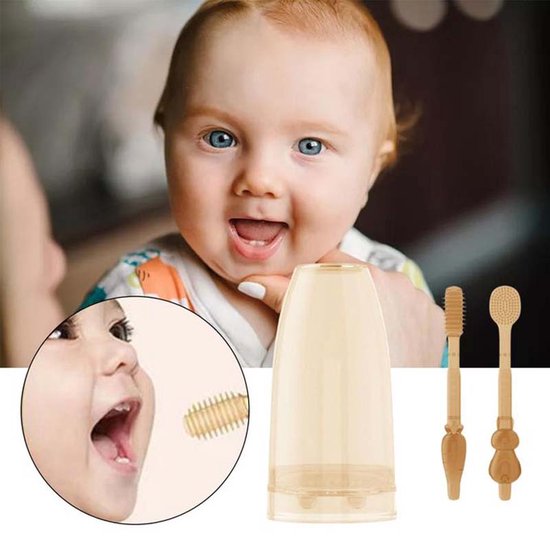Brosse à dents Bébé - brosse à tandpasta pour tout-petits - dentifrice pour bébé 0-2 ans - jouet de dentition brosse à dents pour bébé - Siliconen - Avec boîte de rangement