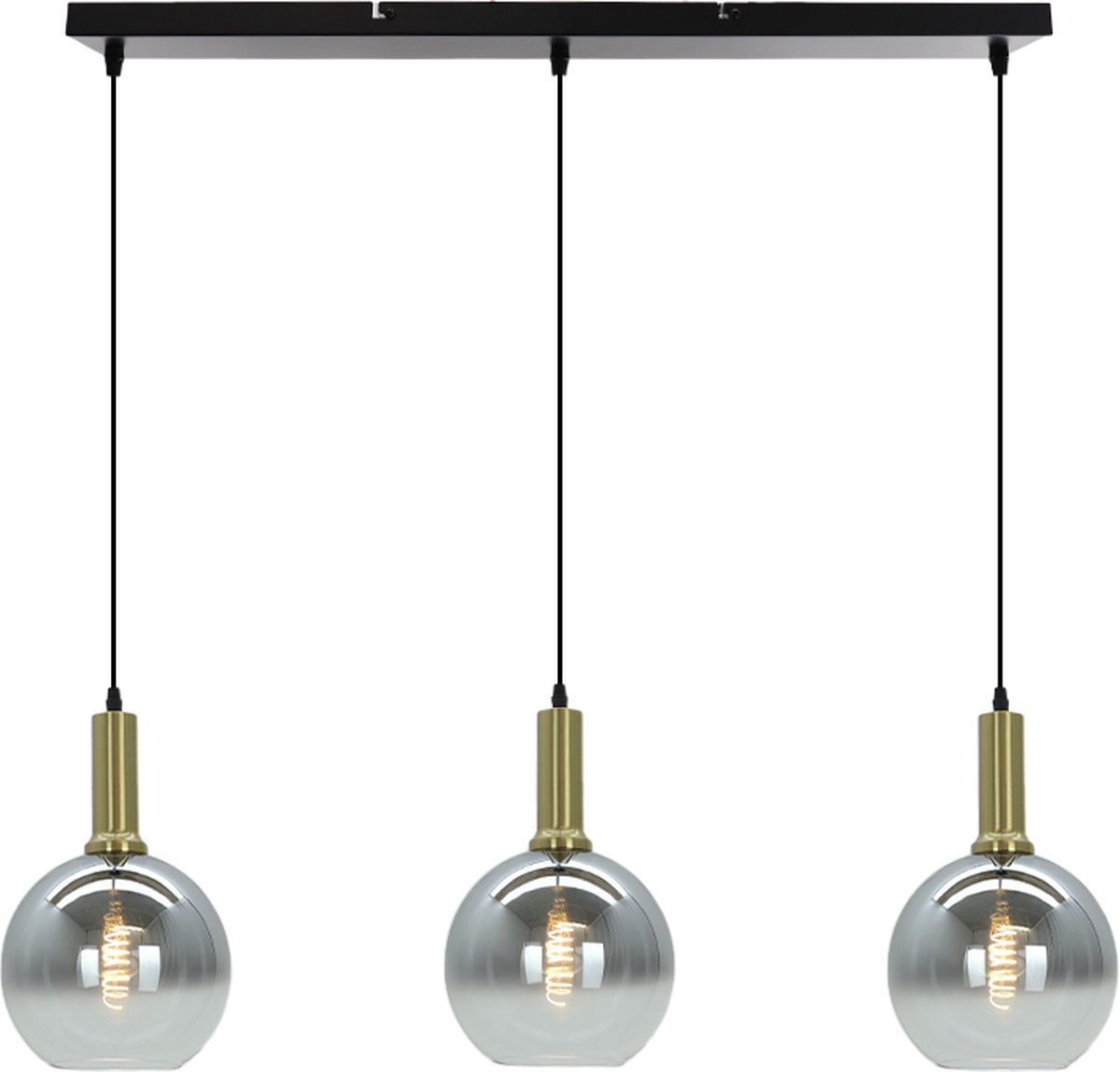 Olucia Emerson - Design Hanglamp - 3L - Aluminium/Glas - Grijs;Zwart - Rechthoek
