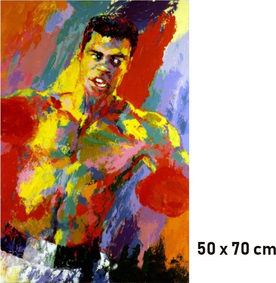Allernieuwste.nl® Canvas Schilderij * Bokslegende Muhammed Ali * - Moderne Kunst aan je Muur - Modern Art - Muhammad Ali - Kleur - 50 x 70 cm