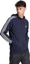 adidas Sportswear Essentials French Terry 3-Stripes Ritshoodie - Heren - Blauw- S