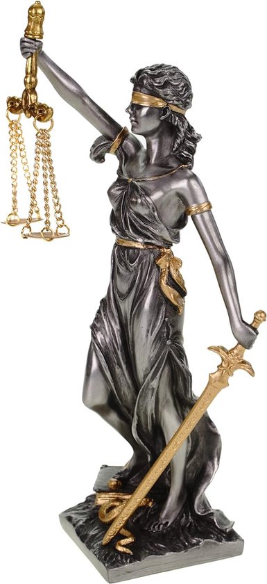 VOGLER Joh. Vogler GmbH Griekse godin van de gerechtigheid Justitia met weegschaal, bronskleurig van Veronese, 10 cm miniatuur BGB VOGLER Joh. Vogler GmbH Griekse godin van de gerechtigheid Justitia met weegschaal, bronskleurig van Veronese, 10 cm miniatuur BGB